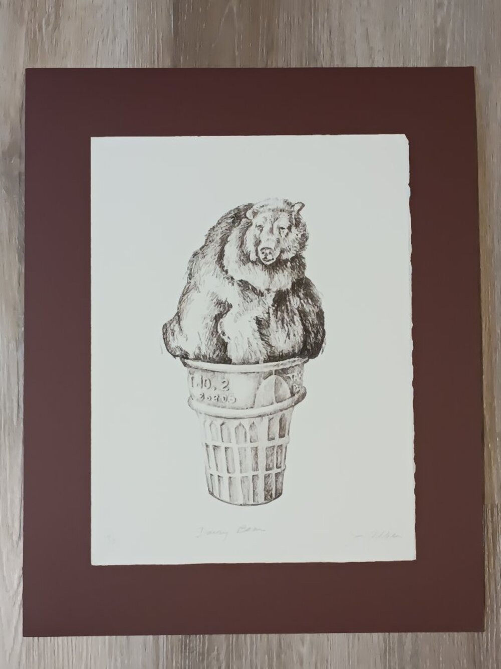 Vtg Limited Edition 4/21 Dairy Bear G Alber Ice Cream Print 11" x 15"